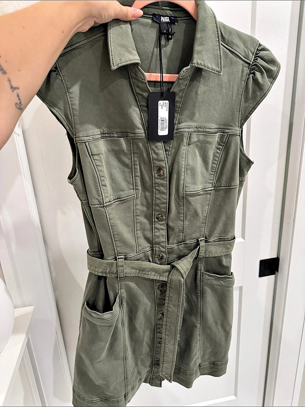 Mavi Jumpsuit Utility Romper in Green Size Small NWT